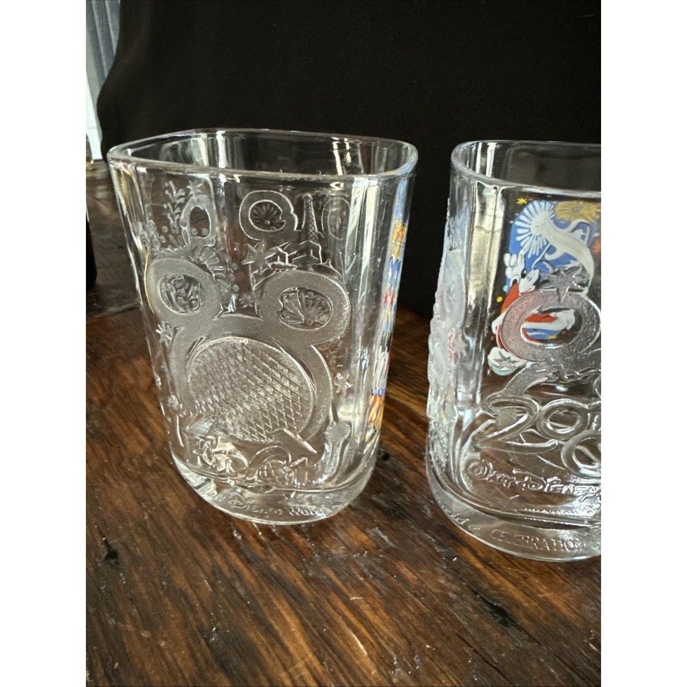 McDonald's Sorcerer Mickey Glass Cups Millennium Celebration2000 Vintage Glasses - Picture 6 of 6